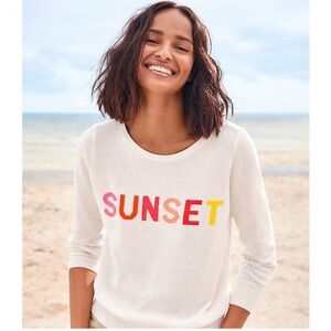 Ann Taylor LOFT ‘Sunset’ Graphic Linen Blend Sweater